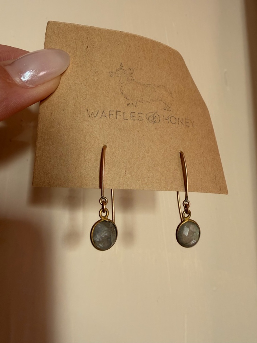 Waffles and Honey Gold Plated Labradorite Earrings